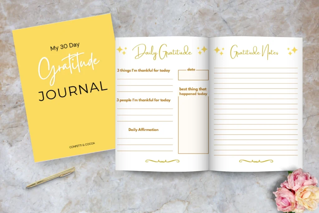 My 30 day Daily Gratitude Journal for Beginners for evening