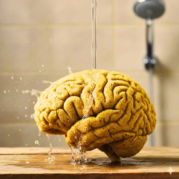 brain shaped sponge depicting how our brains need hydration