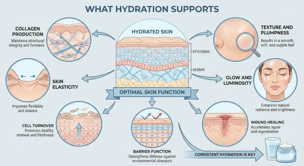 infographic what hydrations supports in the skin