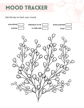 mood tracker spring planner page