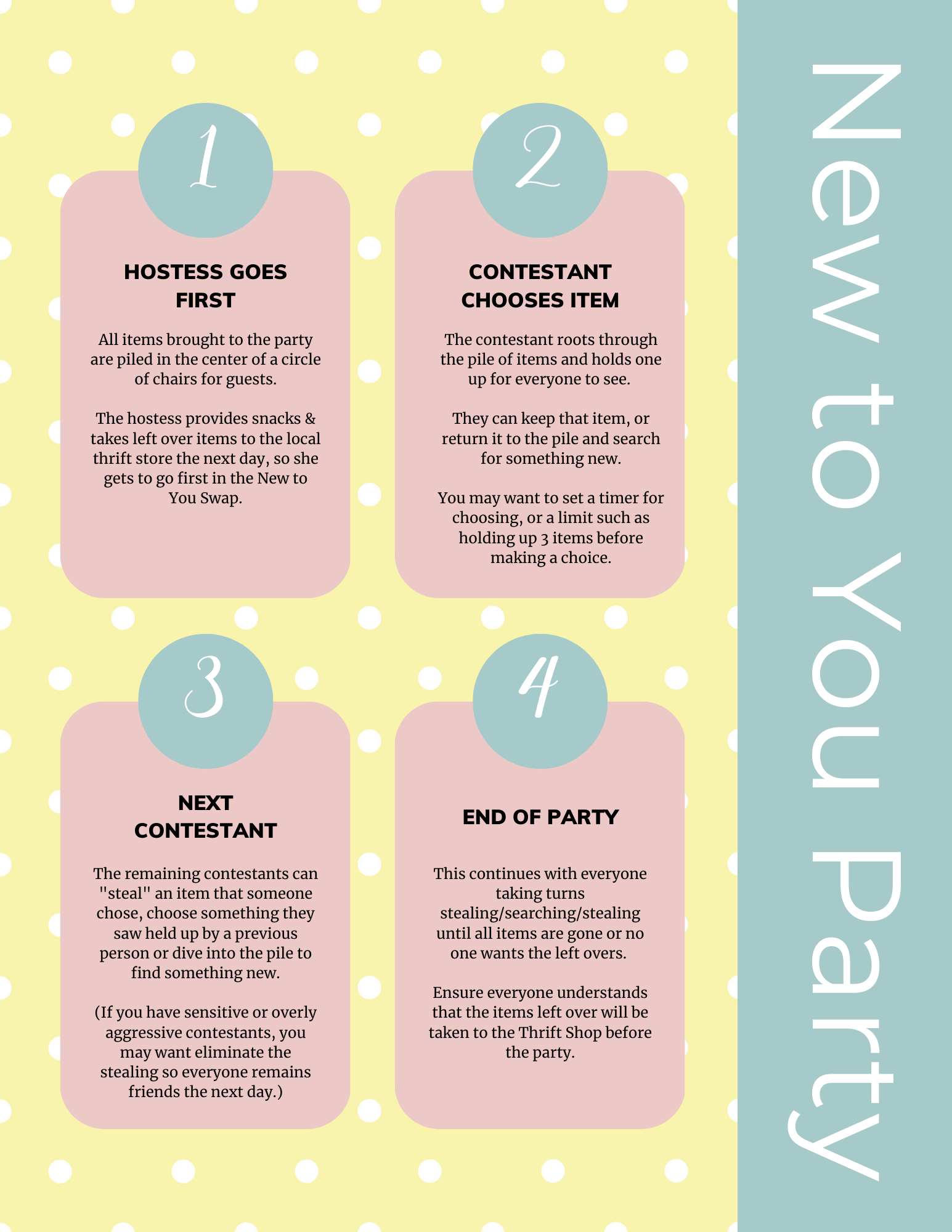 free new to you party rules cheatsheet