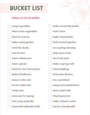 spring bucket list