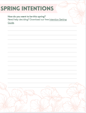 spring intentions planner page