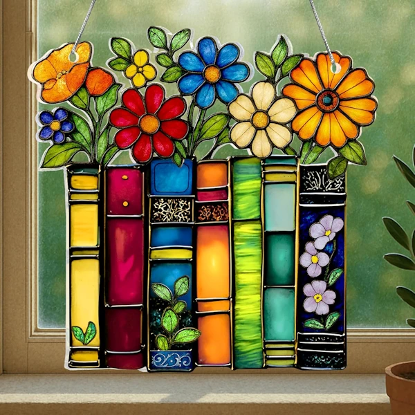 stained glass book hanging ornament