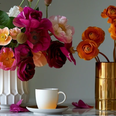 women's midlife life balance planner represented by flowers & coffee mug